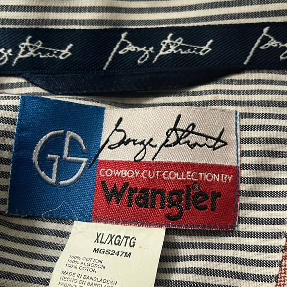 Wrangler George Strait Red Blue Check Shirt Long Sleeve Button Down Collar - Picture 3 of 10